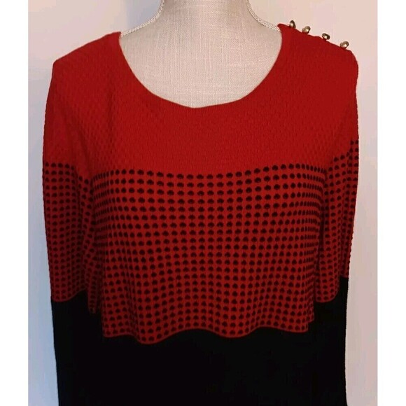 Charter Club Sz. XXL Red/Black Color Block Acrylic Nylon Wool w/Gold Buttons - Picture 2 of 9